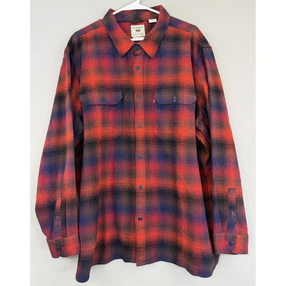 Levi's Relaxed Jackson Worker Flannel Shirt Men's XL Shadow Plaid Long Sleeve